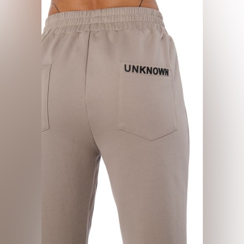 •SOURCE UNKNOWN• Taupe Back Pocket Graphic Jogger Pants - Picture 4 of 5